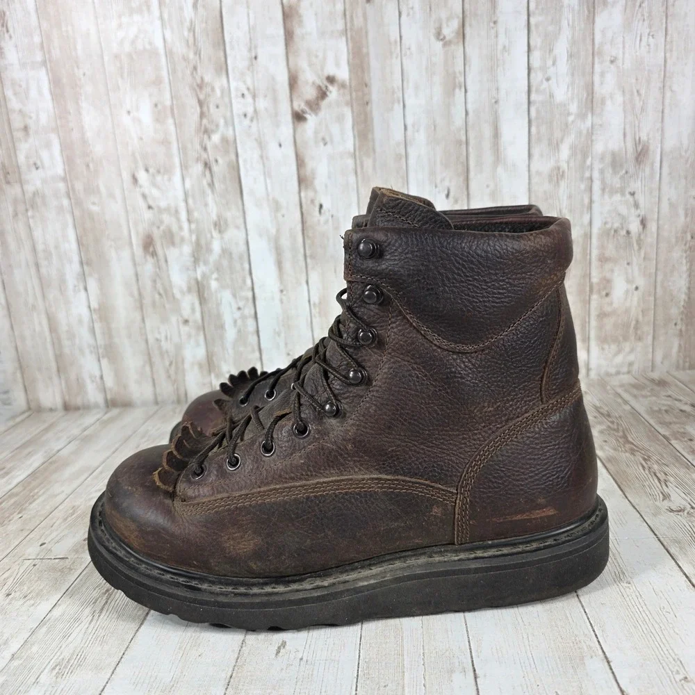 Cabelas‎ Mens Work Boots Size 8 1/2 EE Brown Leather Lace Up Vibram Sole